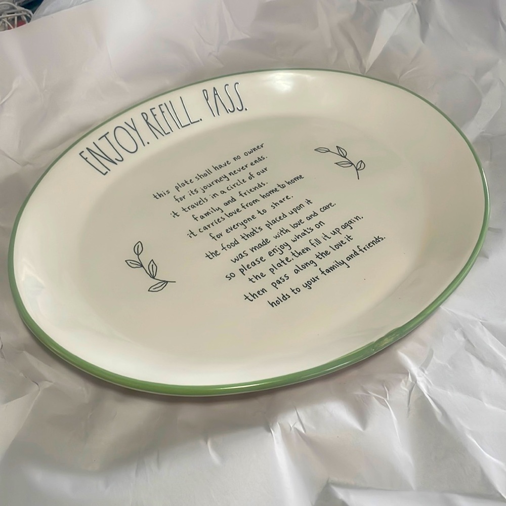 Rae Dunn “ENJOY. REFILL. PASS. Serving plate